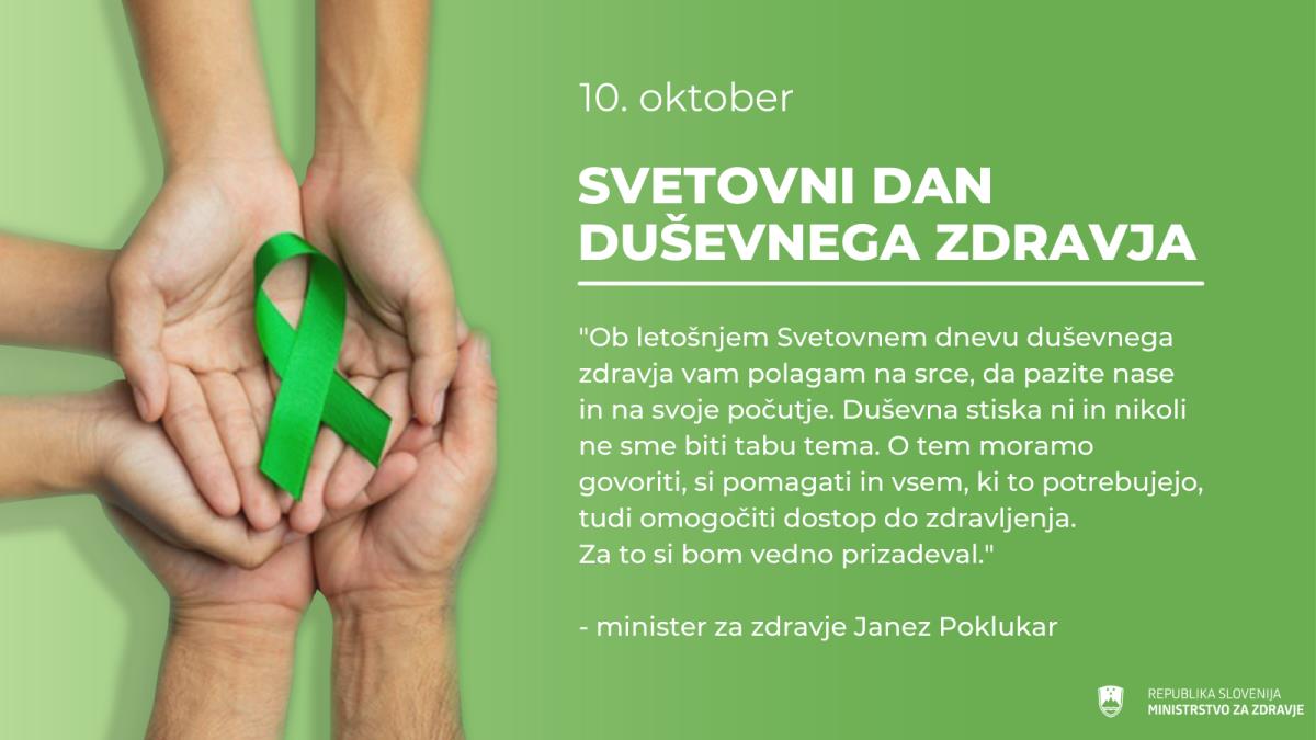 10 oktober Svetovni dan duševnega zdravja V tvoji besedi je pomoč