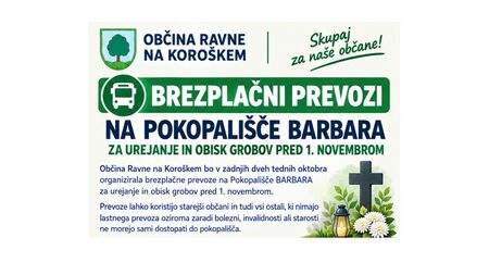 Brezplačni prevozi zadnja dva tedna oktobra na pokopališče Barbara