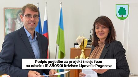 Podpis pogodbe za projekt tretje faze na odseku JP 850901 Križišče Lipovnik-Pogorevc 