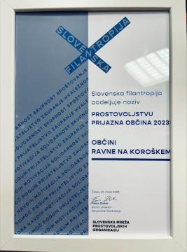 Priznanje Prostovoljstvu prijazna občina  Občini Ravne na Koroškem 